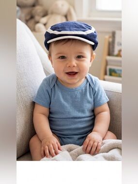 Gap Baby Linen Cabby Hat Blue Size 6-12 Months Y2K